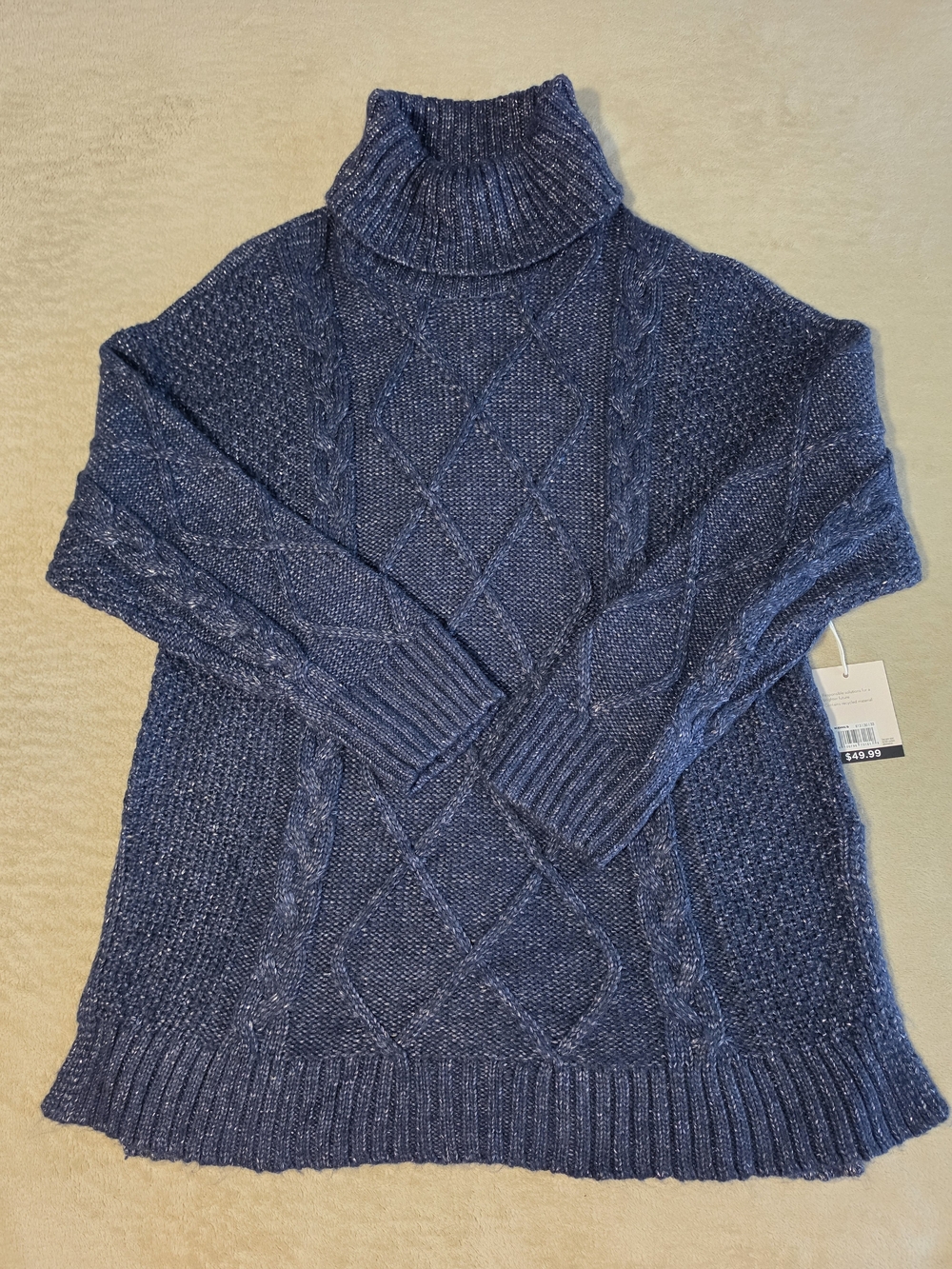 LC Lauren Conrad Navy Blue Cable Turtleneck Sweater